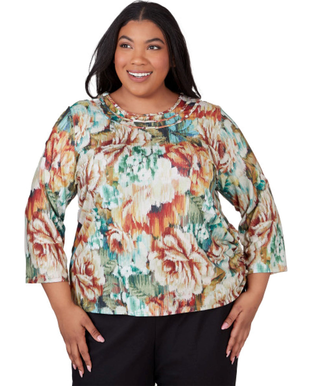 Alfred Dunner Women's Classic Ikat Floral Knit Top