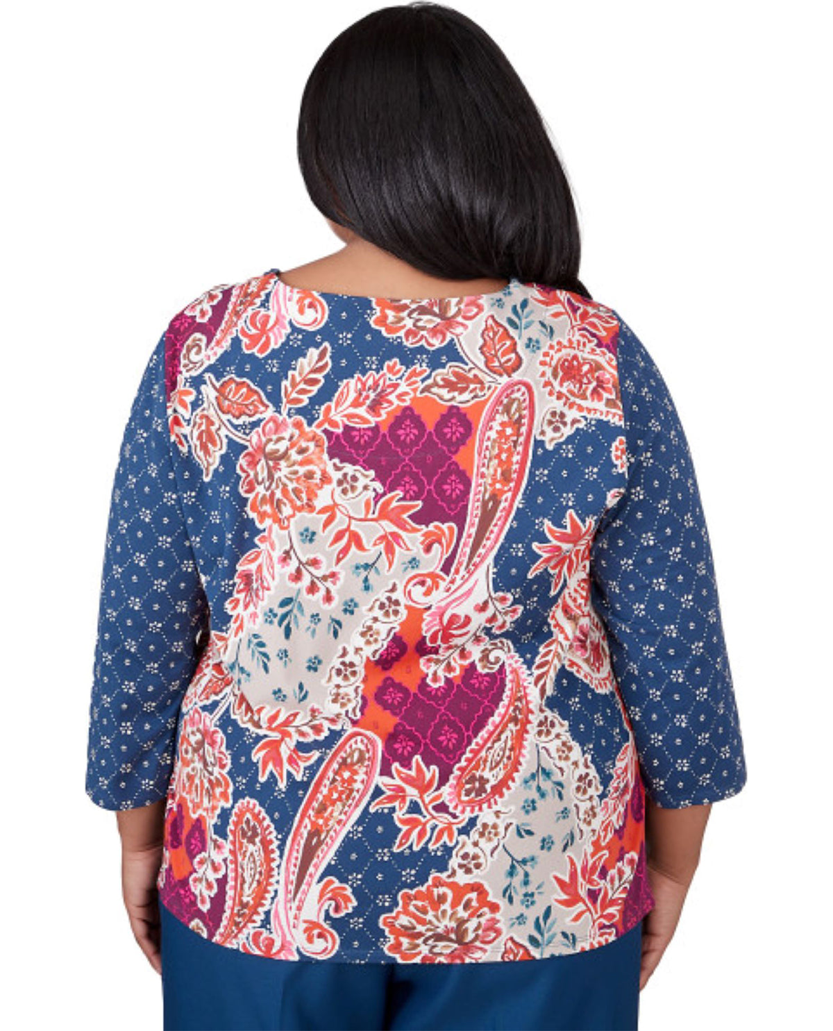 Alfred Dunner Women's Classic Paisley Patchwork Knit Top