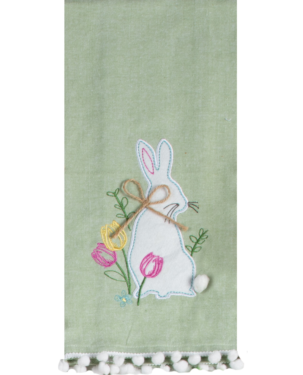 Easter Wishes Green Applique Tea Towel