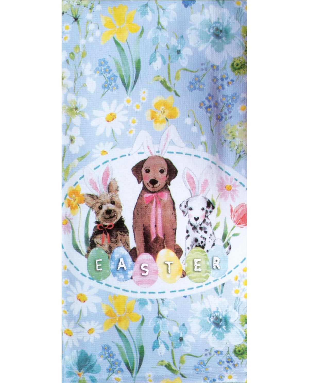 Easter Floral Puppy Dual-Purpose Terry Cotton Kitchen Towel