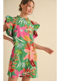 Plus Patchwork Print Smocked Mini Dress