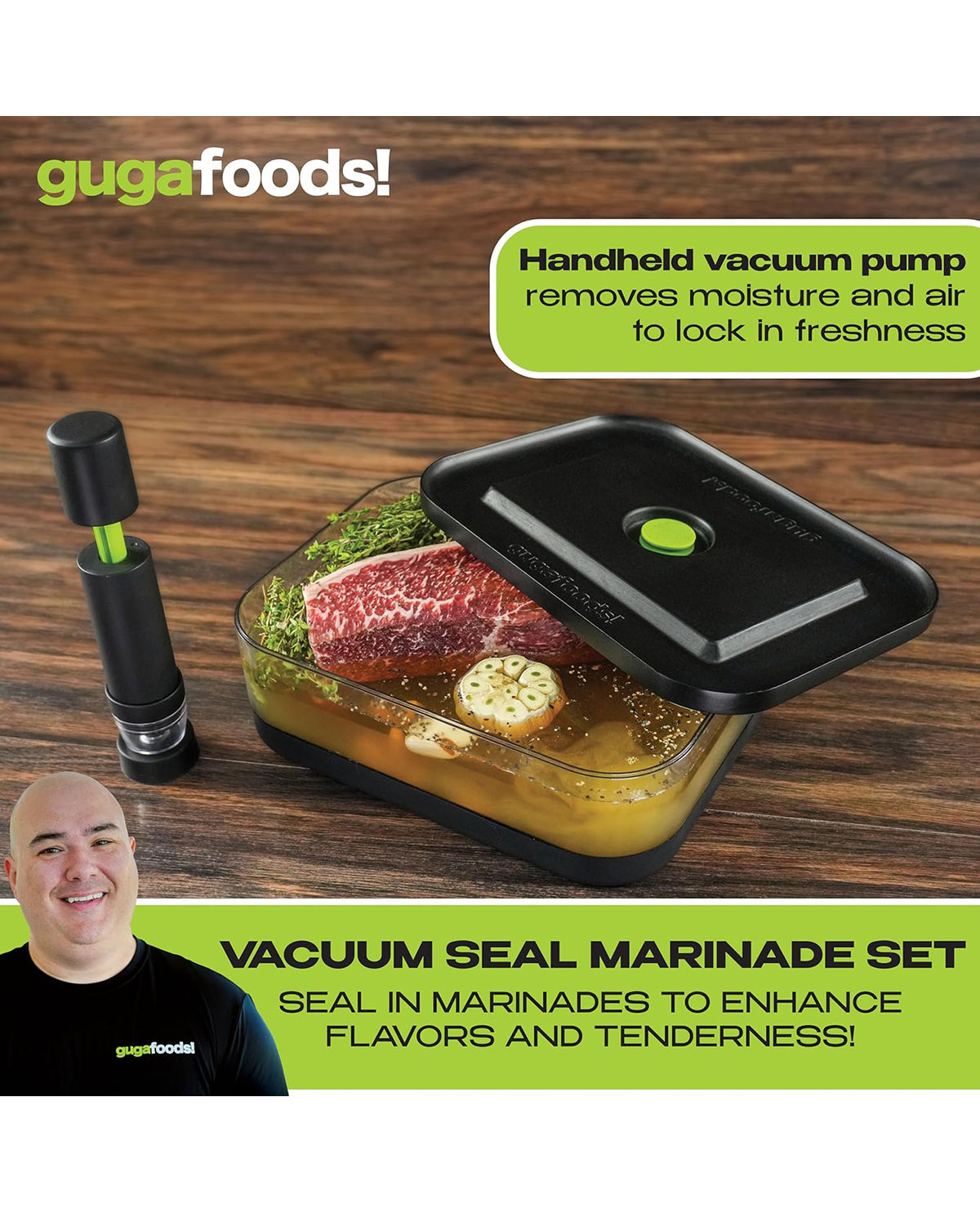 Guga Foods Vacuum Seal Marinade Container Set