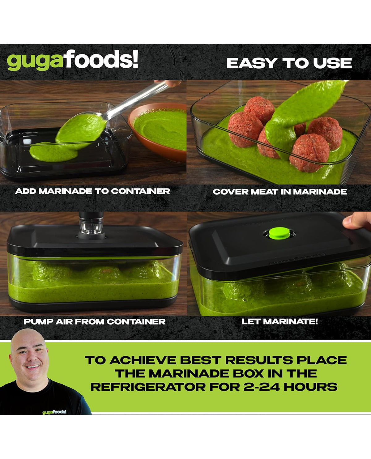 Guga Foods Vacuum Seal Marinade Container Set