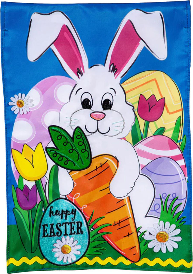 Happy Easter Bunny & Carrot Applique Garden Flag