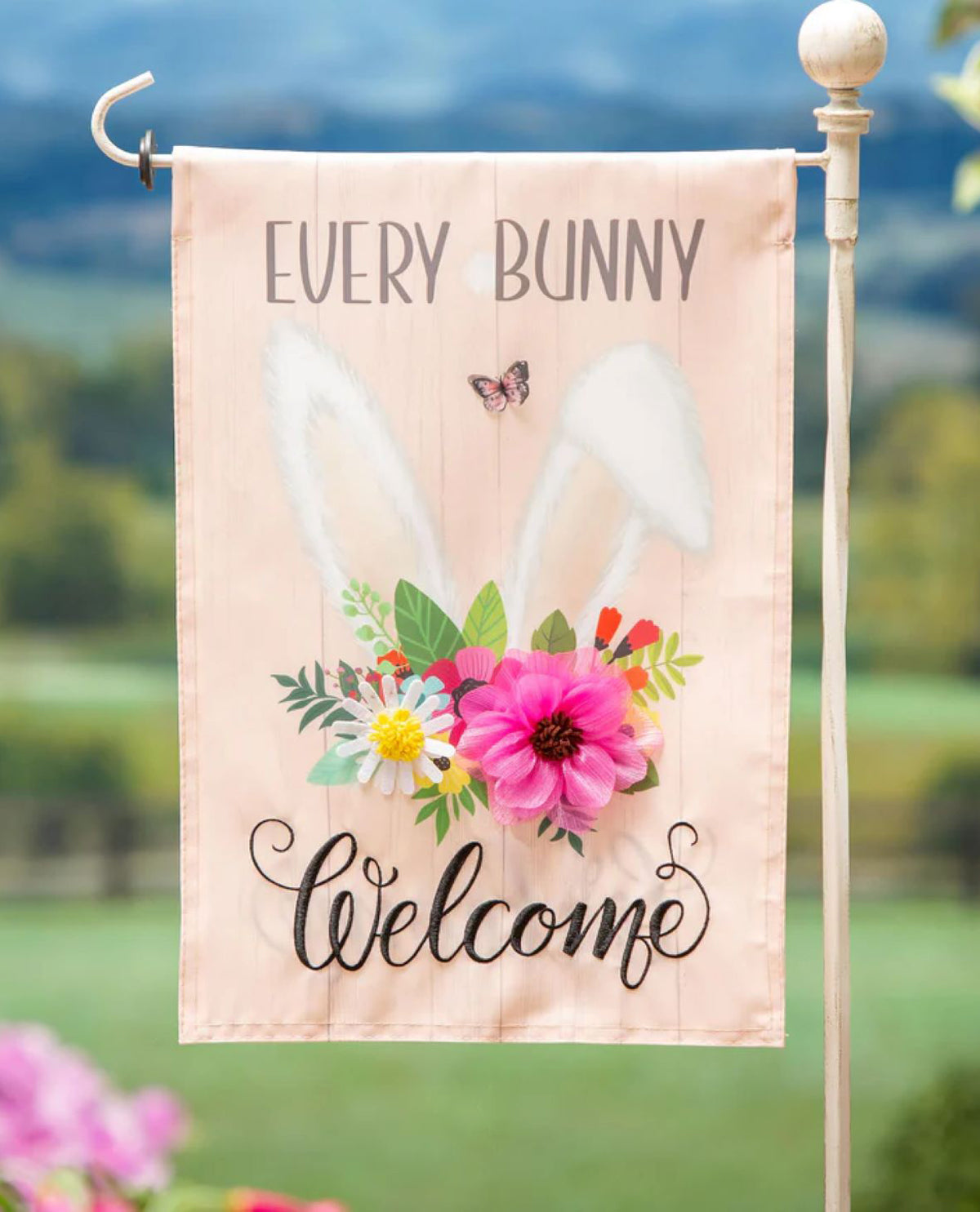 Every Bunny Welcome Applique Garden Flag