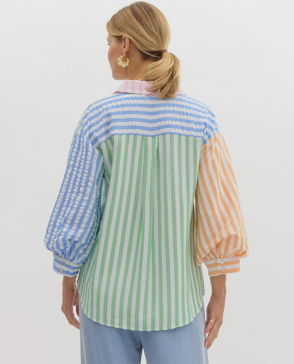 Multi Color Striped & Collared Top