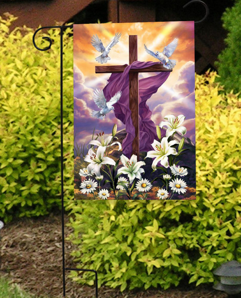 Sunrise Easter Cross Garden Flag