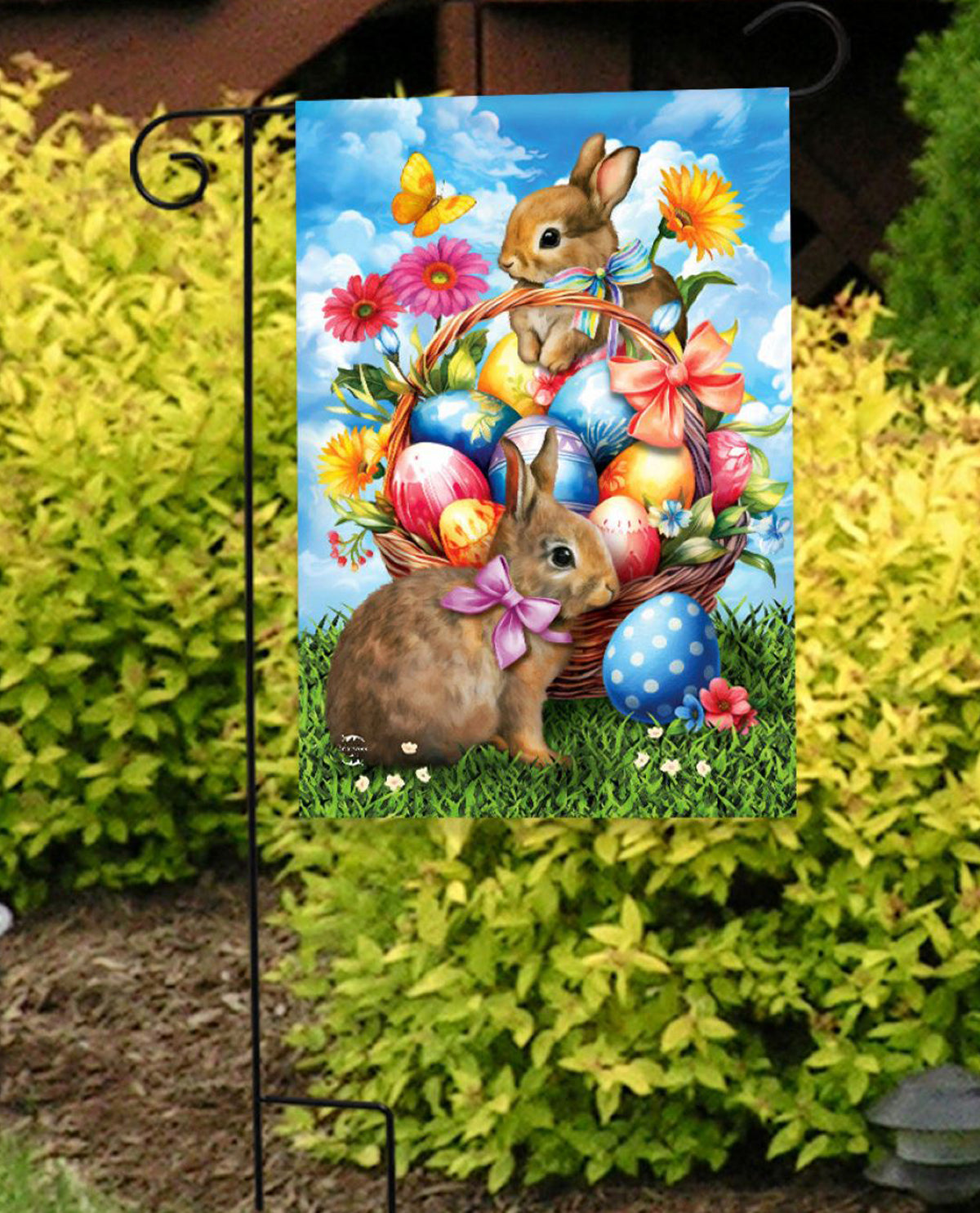 Springtime Bunnies Garden Flag