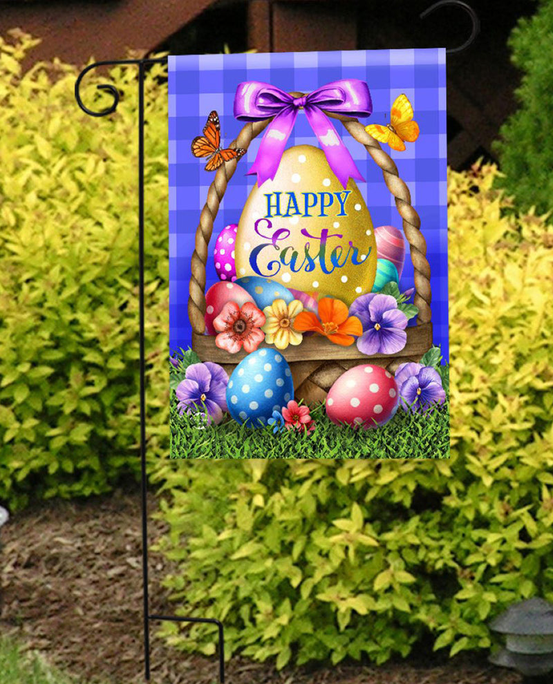 Happy Easter Egg Basket Garden Flag