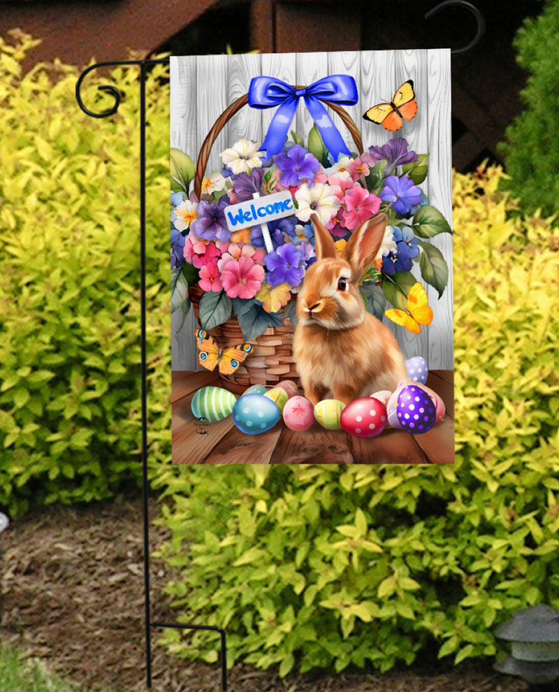 Welcome Bunny & Basket Garden Flag