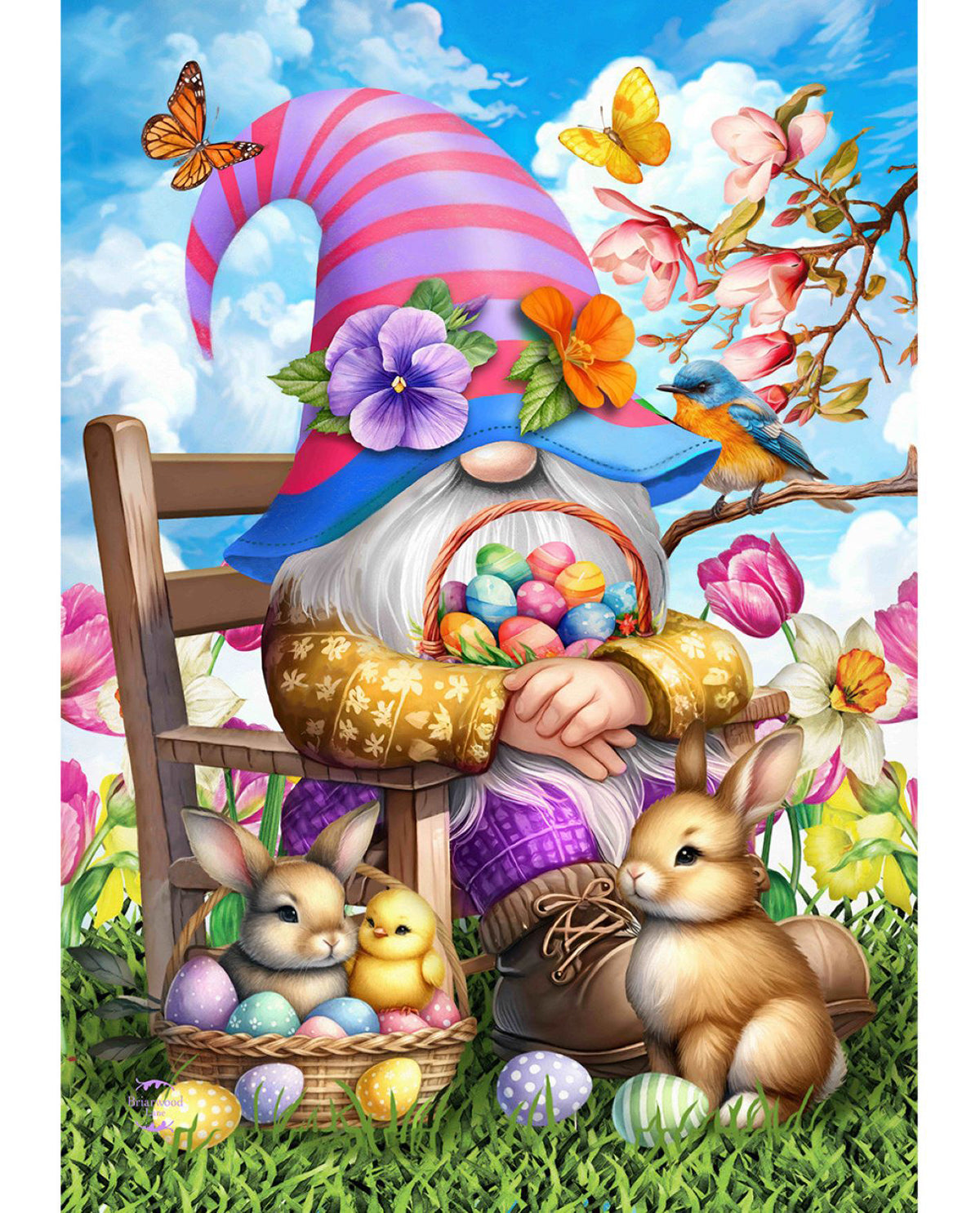 Easter Basket Gnome Garden Flag