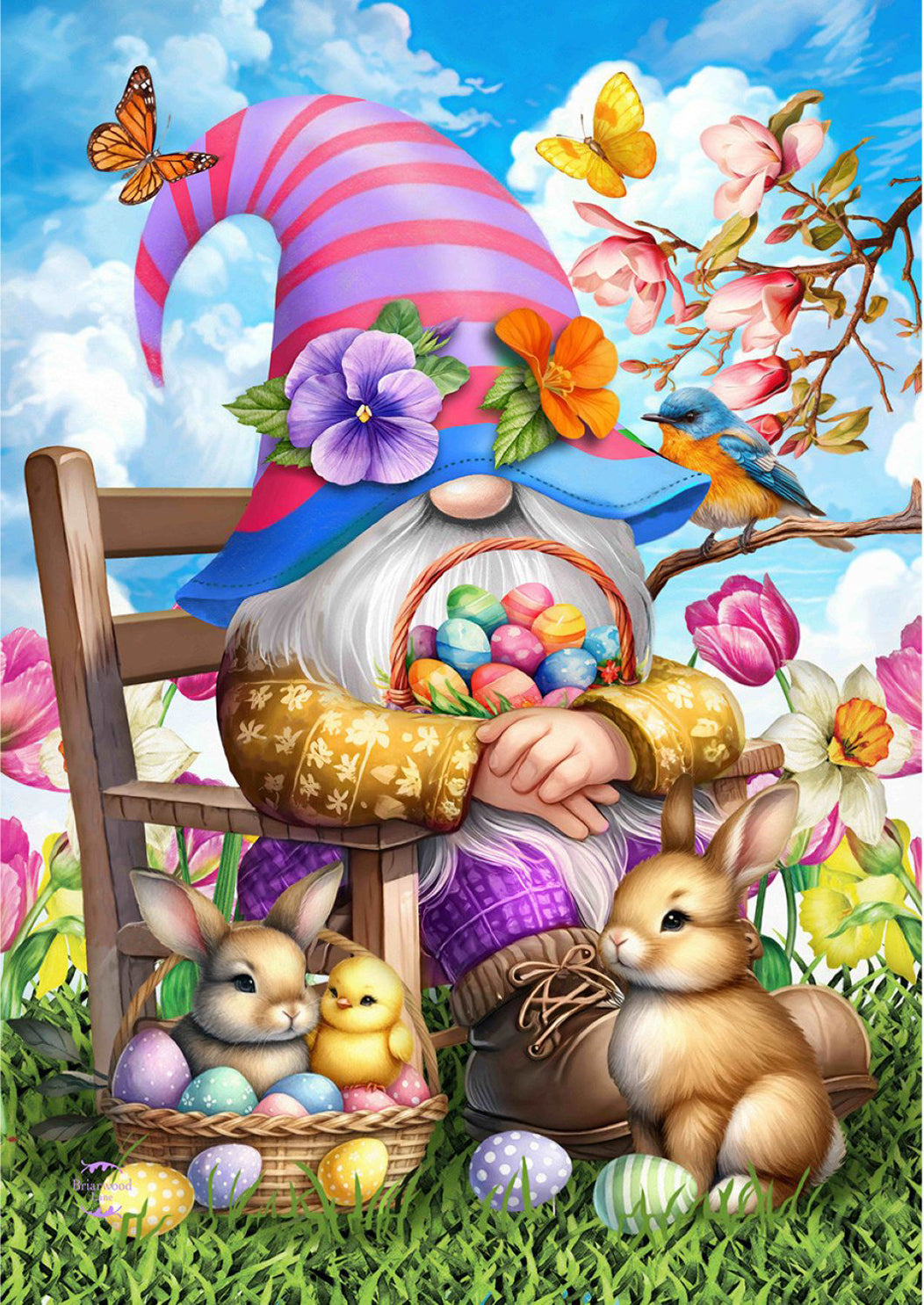 Easter Basket Gnome Garden Flag