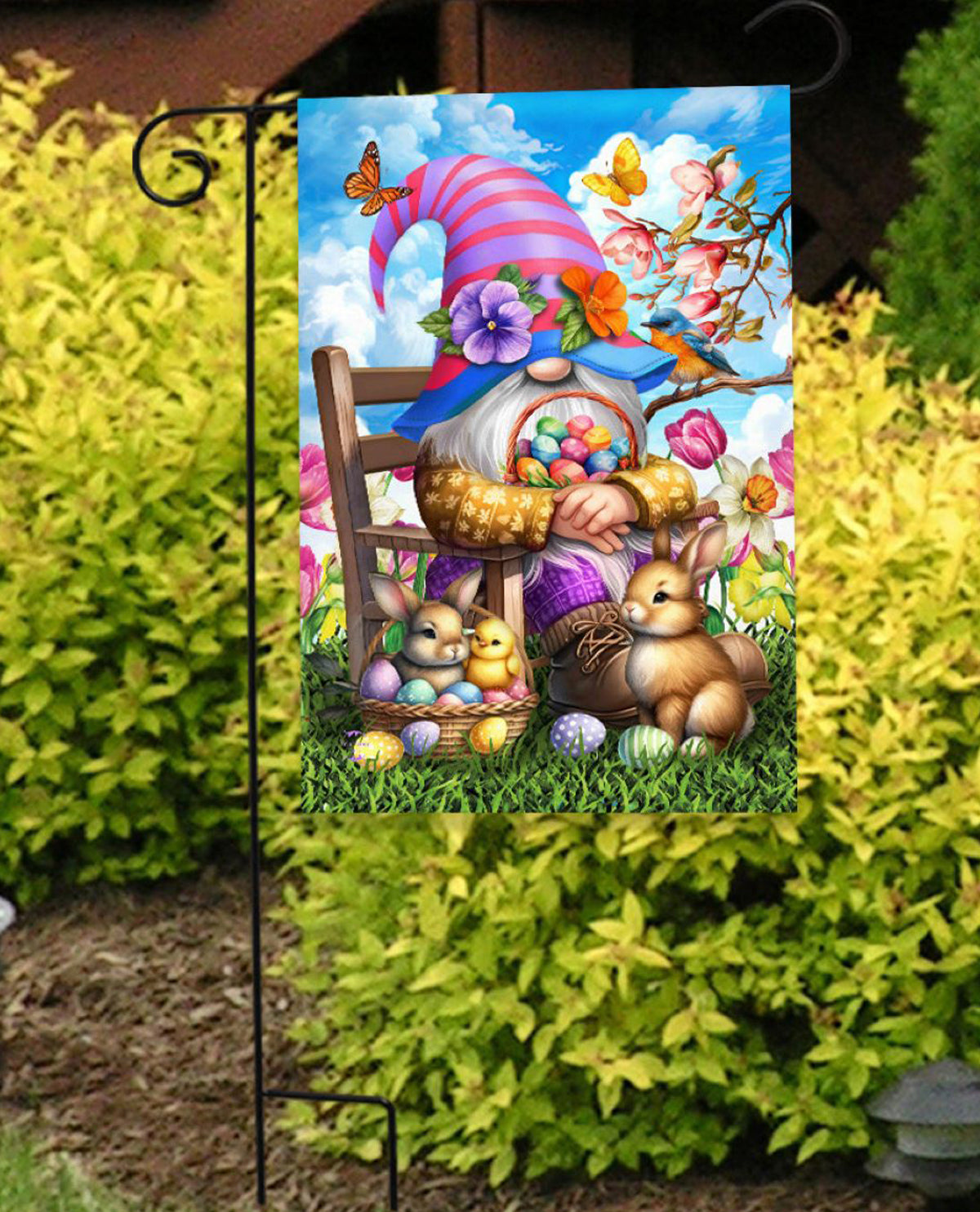 Easter Basket Gnome Garden Flag