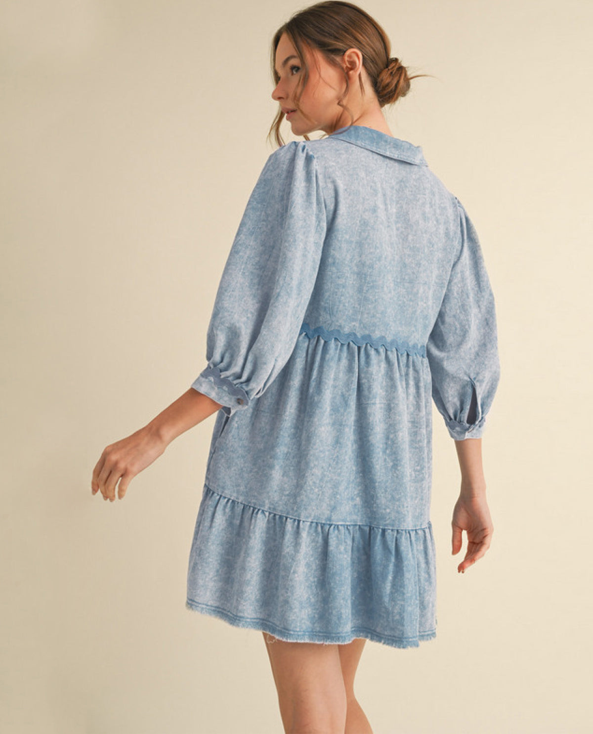 Denim Mini Dress with Ric Rac Trim