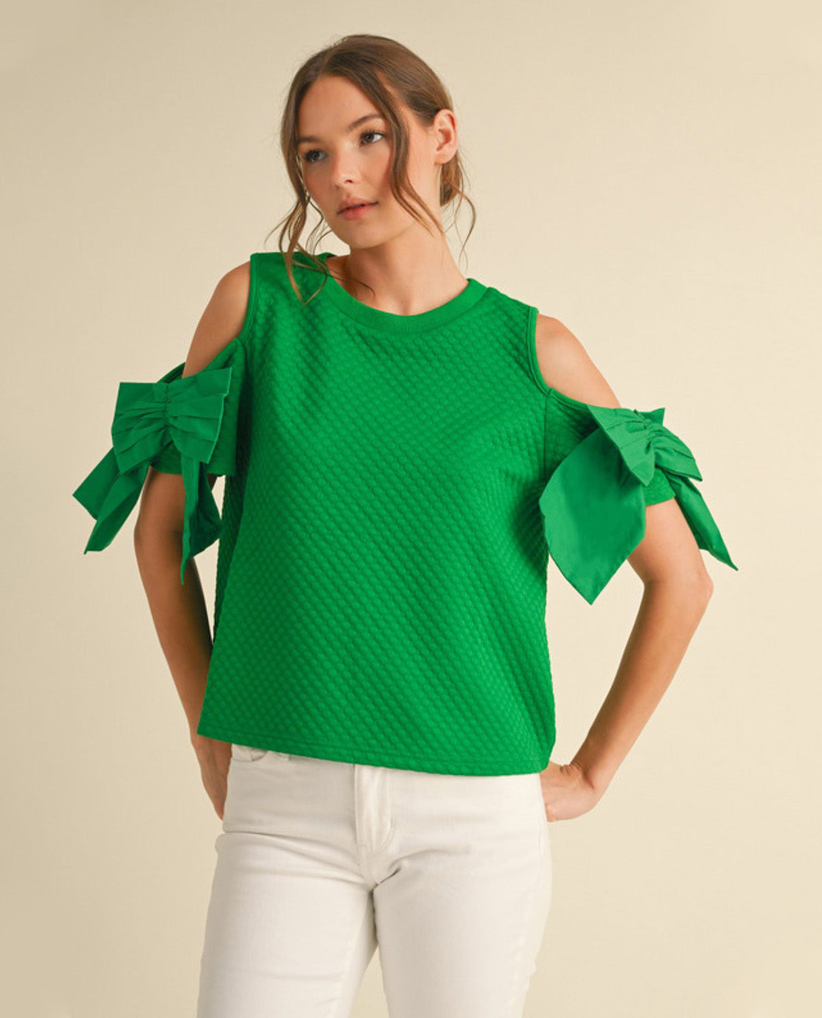 Cold Shoulder Top with Bows