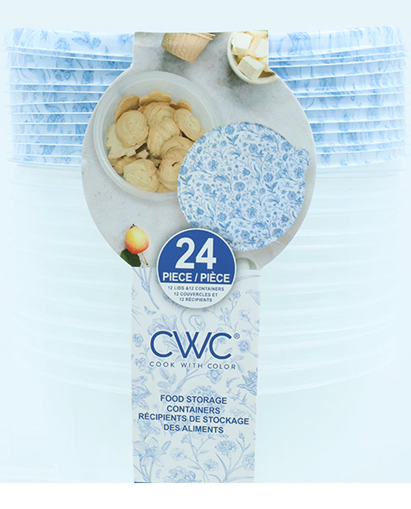 Round Blue Floral Food Storage Container Set