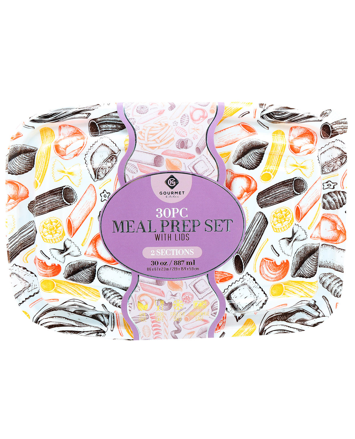 Pasta Print Meal Prep Container Set