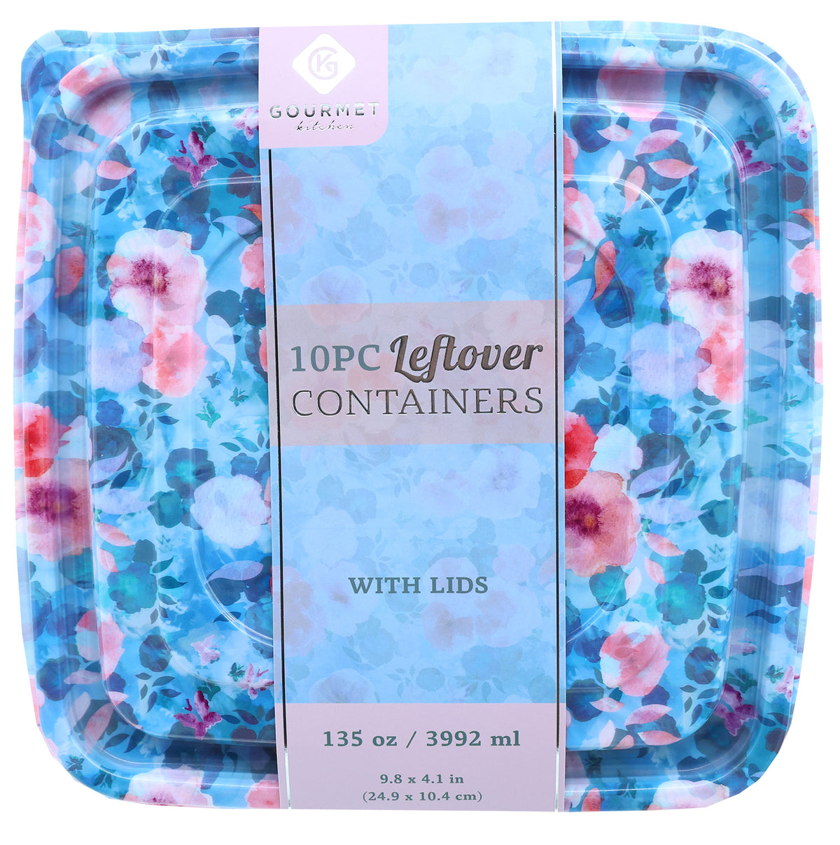 Blue Watercolor Floral Leftover Container Set