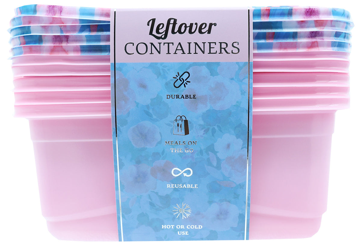 Blue Watercolor Floral Leftover Container Set