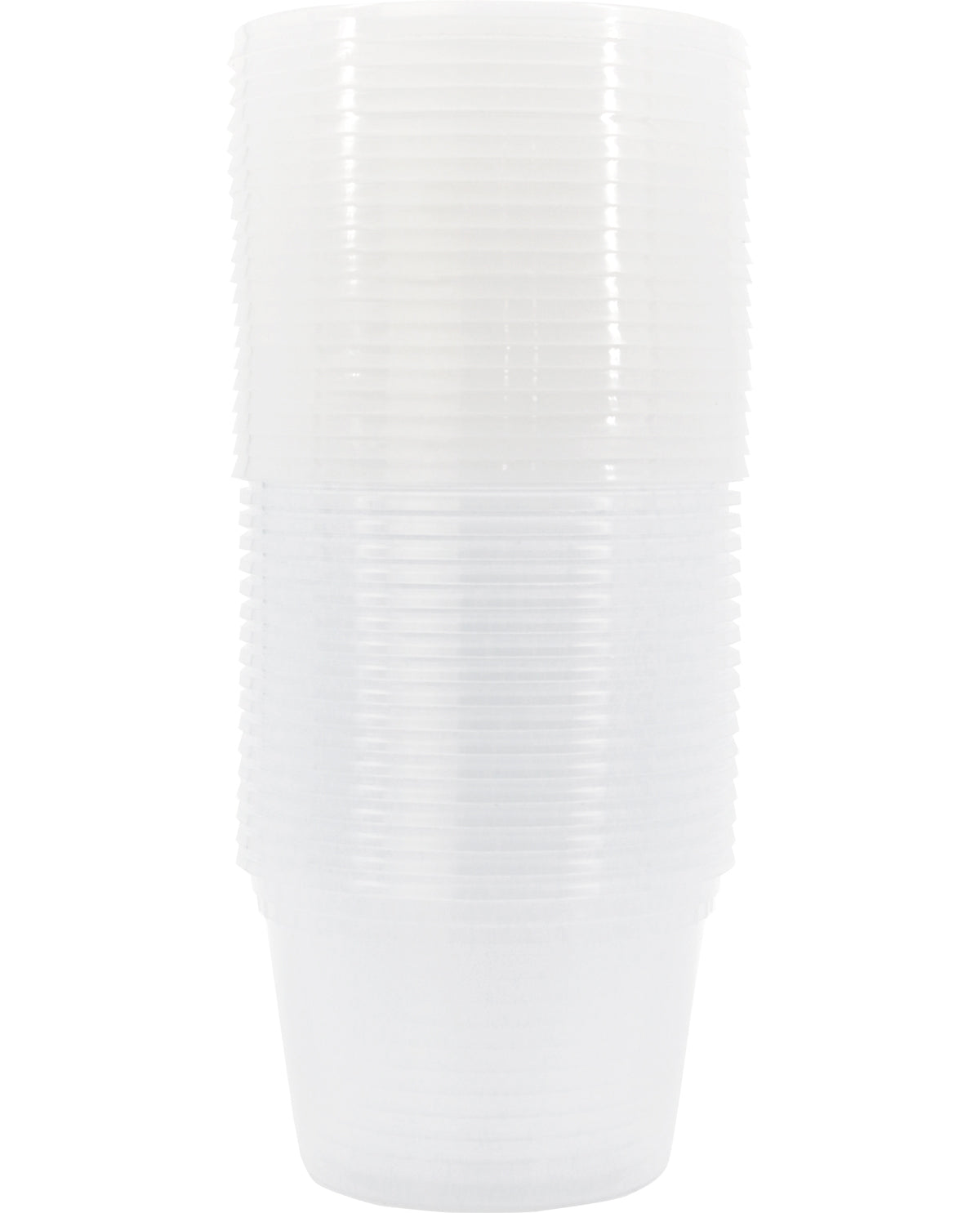 A stack of translucent white plastic cups with ribbed sides, shown on a plain white background.