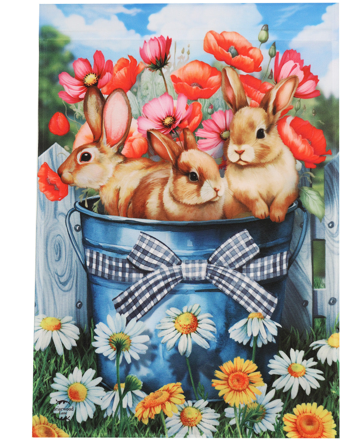 Bucket of Bunnies Garden Flag