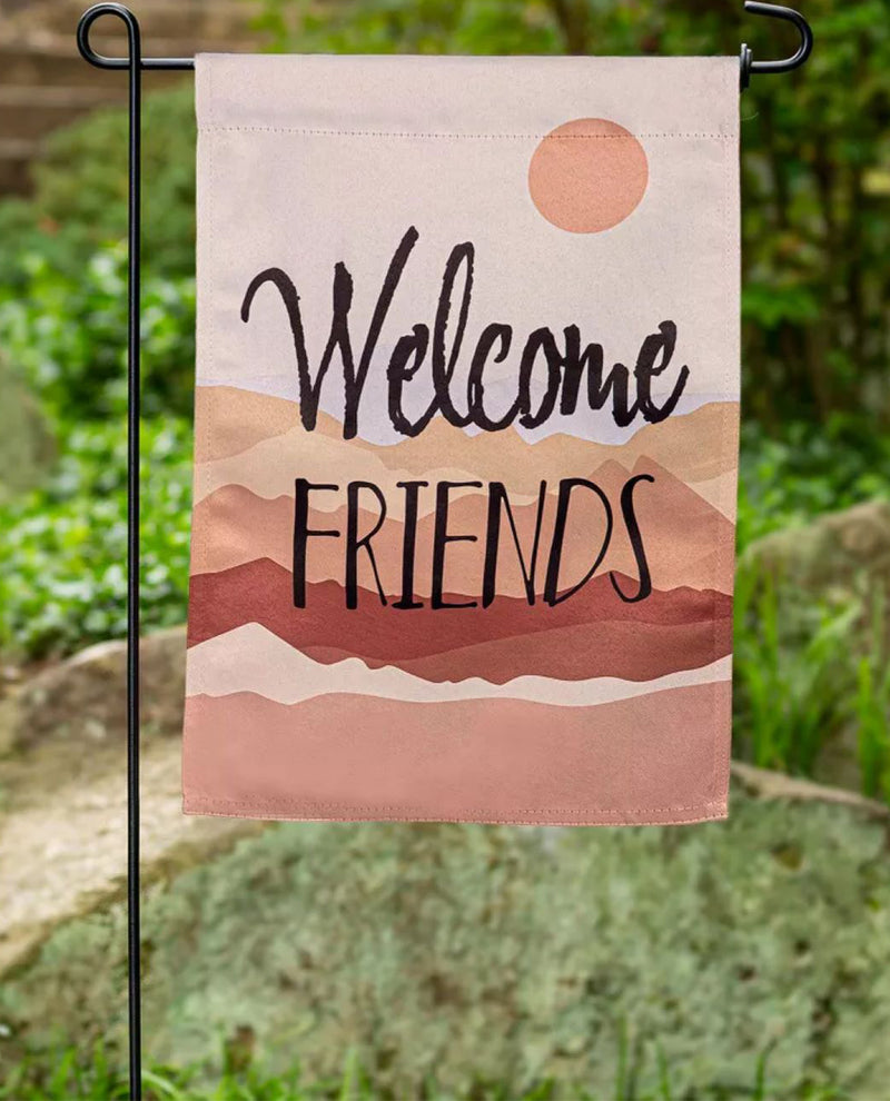 Friends Welcome Suede Garden Flag