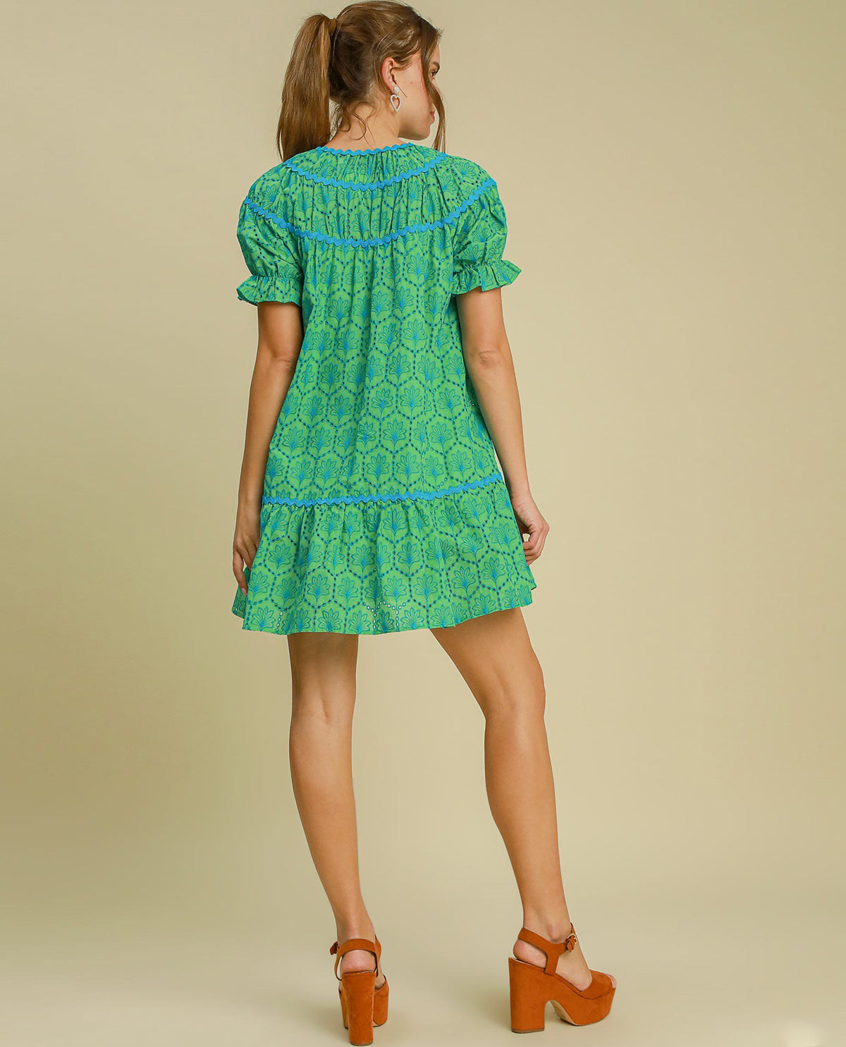 Eyelet Mini Dress with Ric Rac Trim