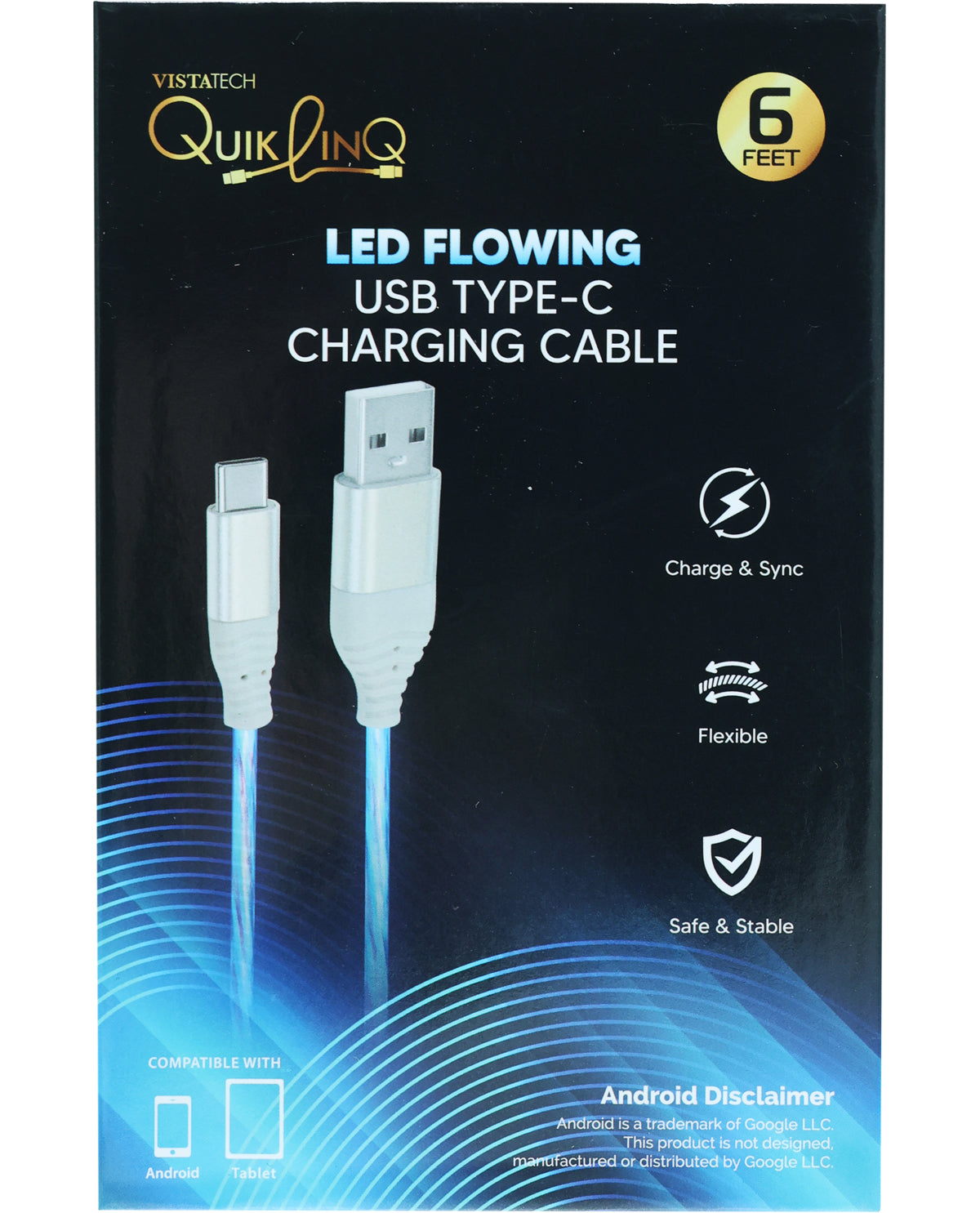 6Ft. Type-C LED Flowing Color Change Sync & Charge Cable