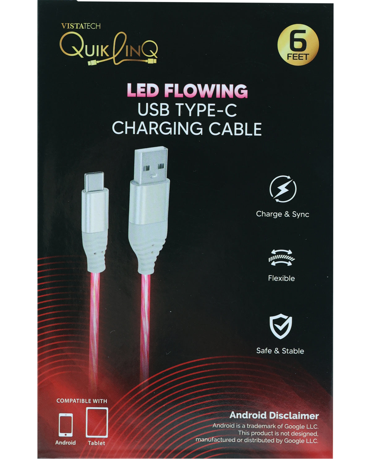 6Ft. Type-C LED Flowing Color Change Sync & Charge Cable