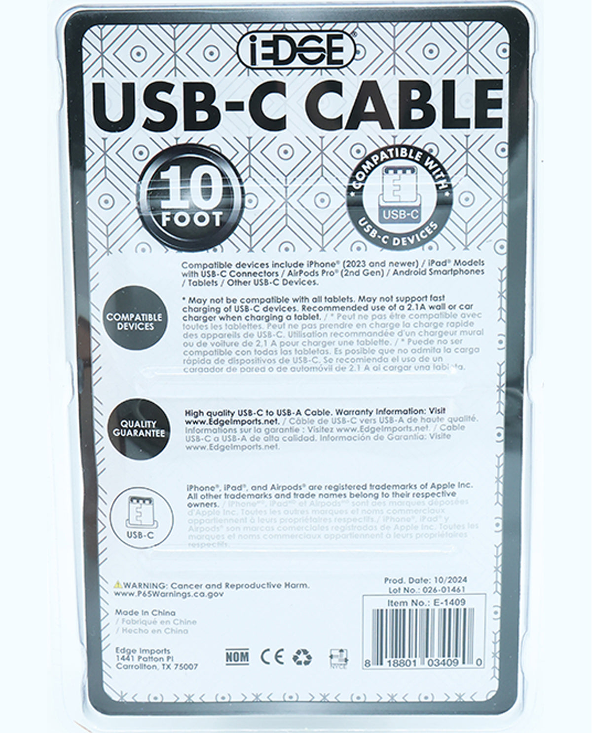 10Ft. Thick & Braided Type-C Sync & Charge Cable