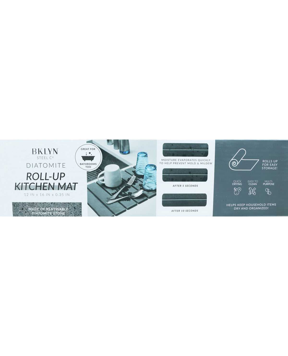 Charcoal Diatomite Quick Dry Roll-Up Kitchen Mat