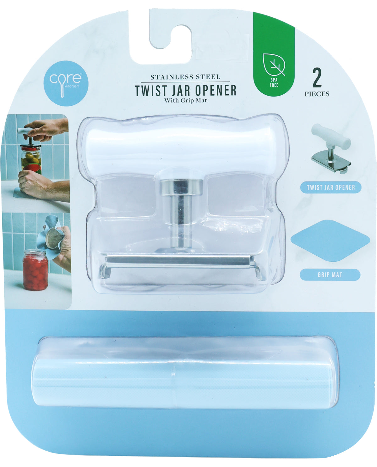Twist Jar Opener with Blue Grip Mat Set