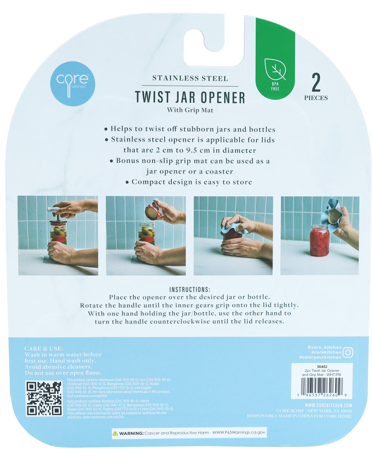Twist Jar Opener with Blue Grip Mat Set