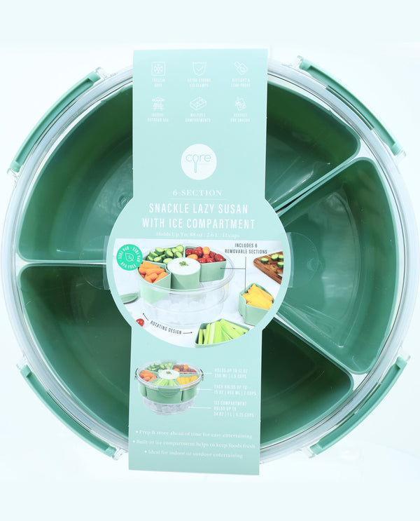 Sage 6-Section Snackle Lazy Susan with Ice Compartment