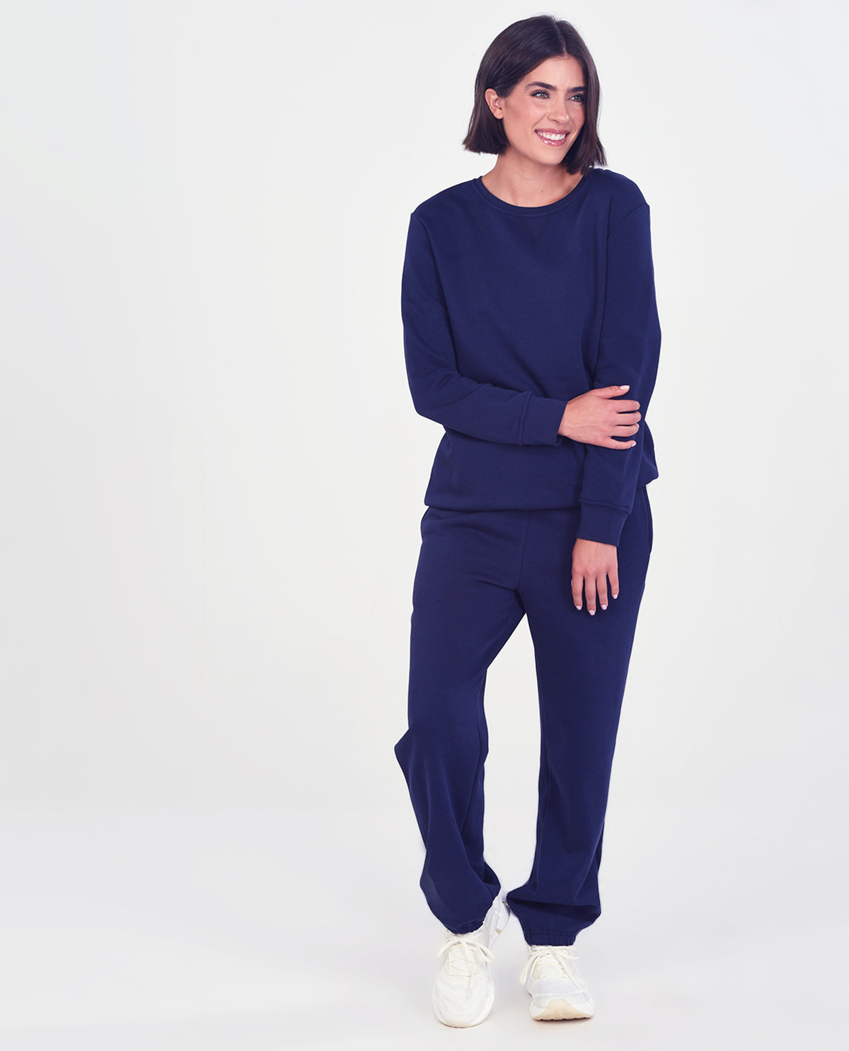 Missy Solid Assorted Basic Fleece Crew Neck Pullovers