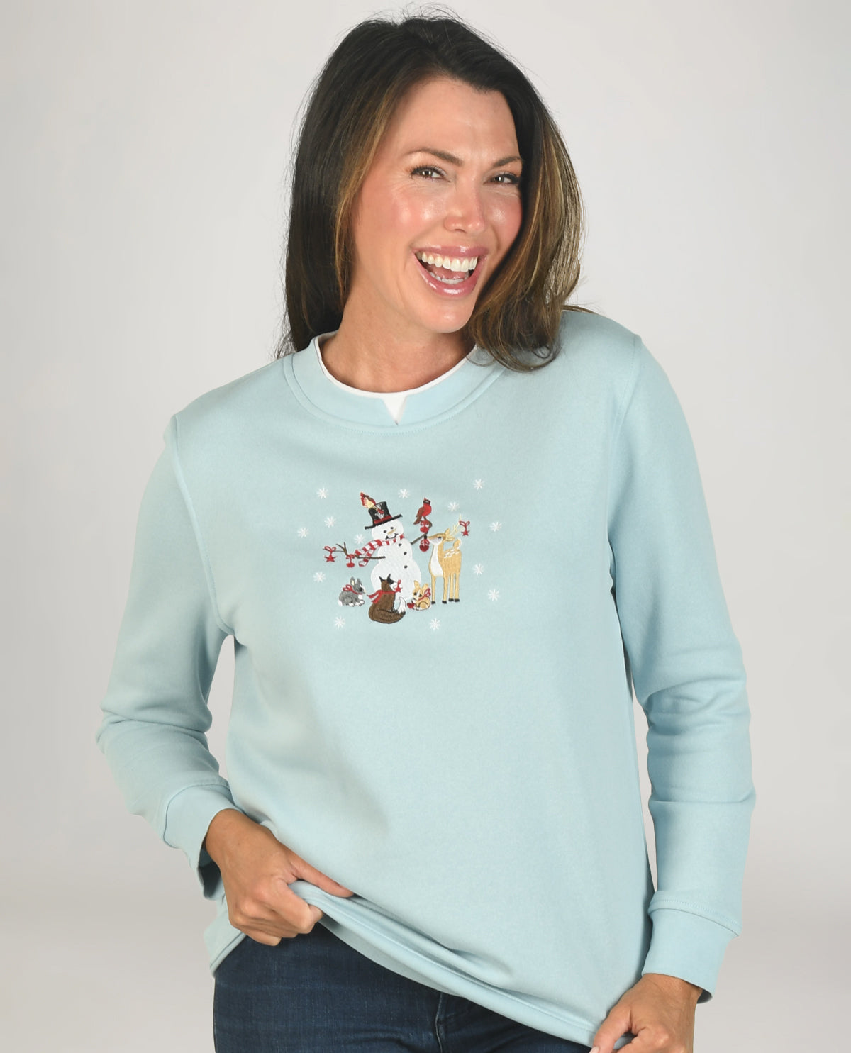 Speculation Petite Embroidered Christmas Pullover