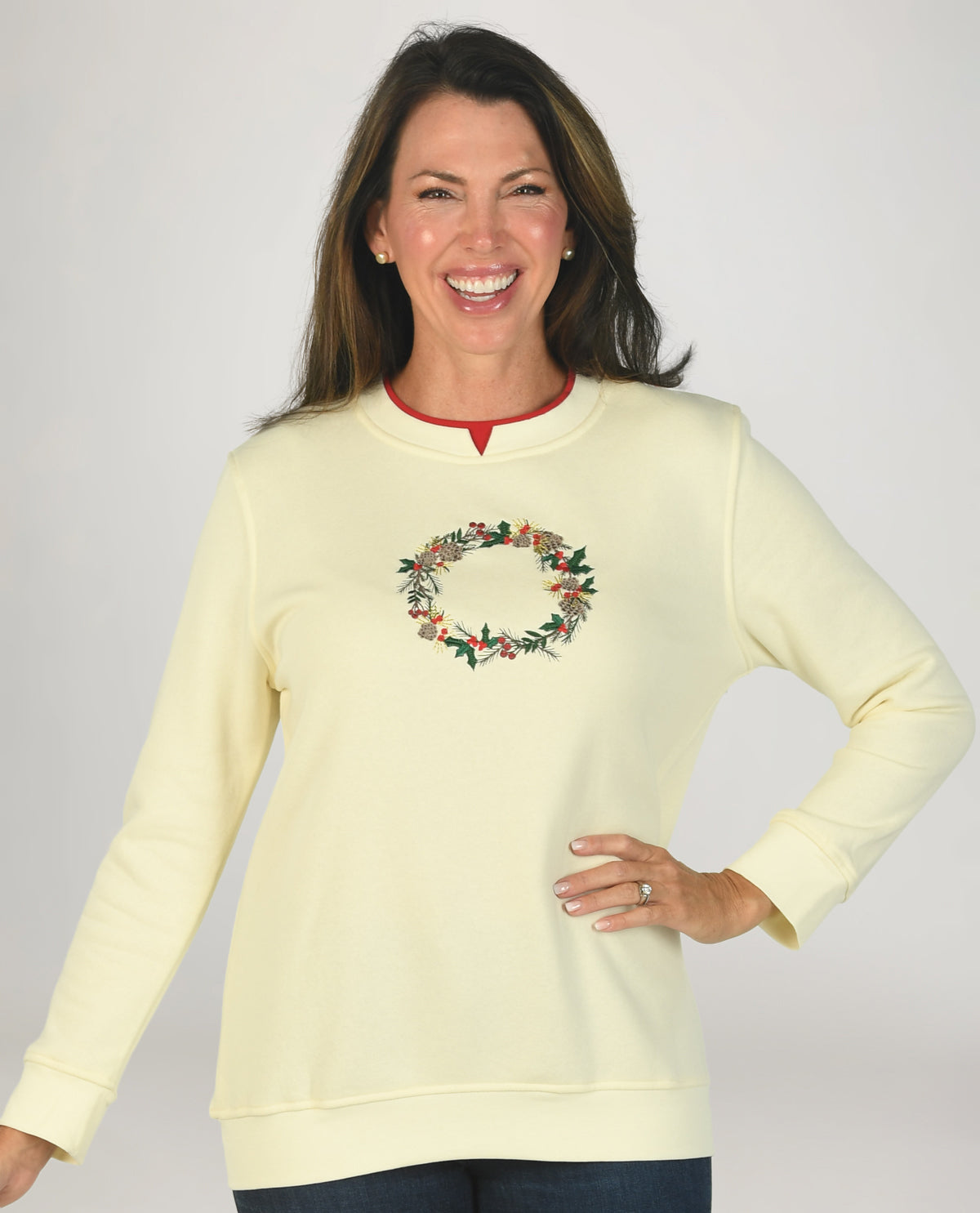 Speculation Petite Embroidered Christmas Pullover