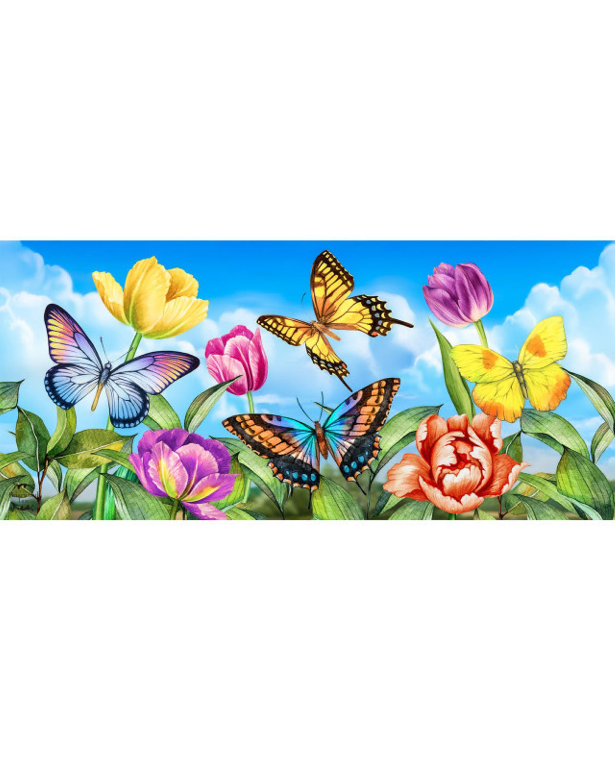 Butterflies and Tulips Mini Mat