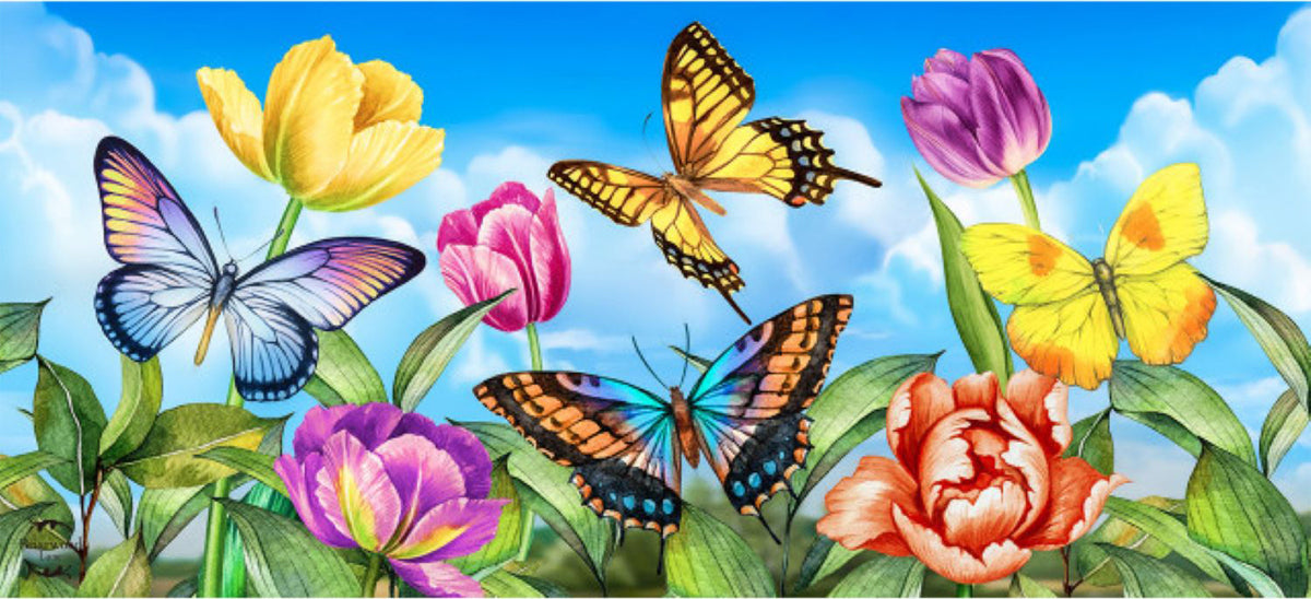 Butterflies and Tulips Mini Mat
