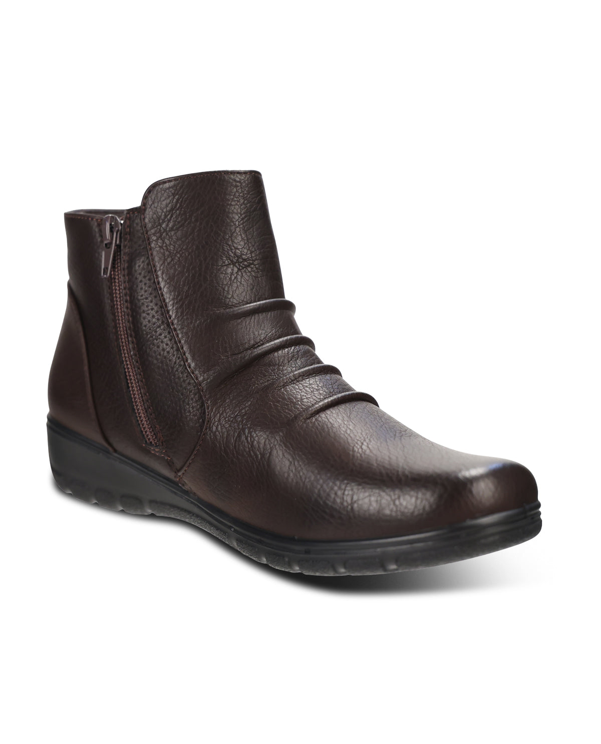 Brown suede ankle boot on a white background