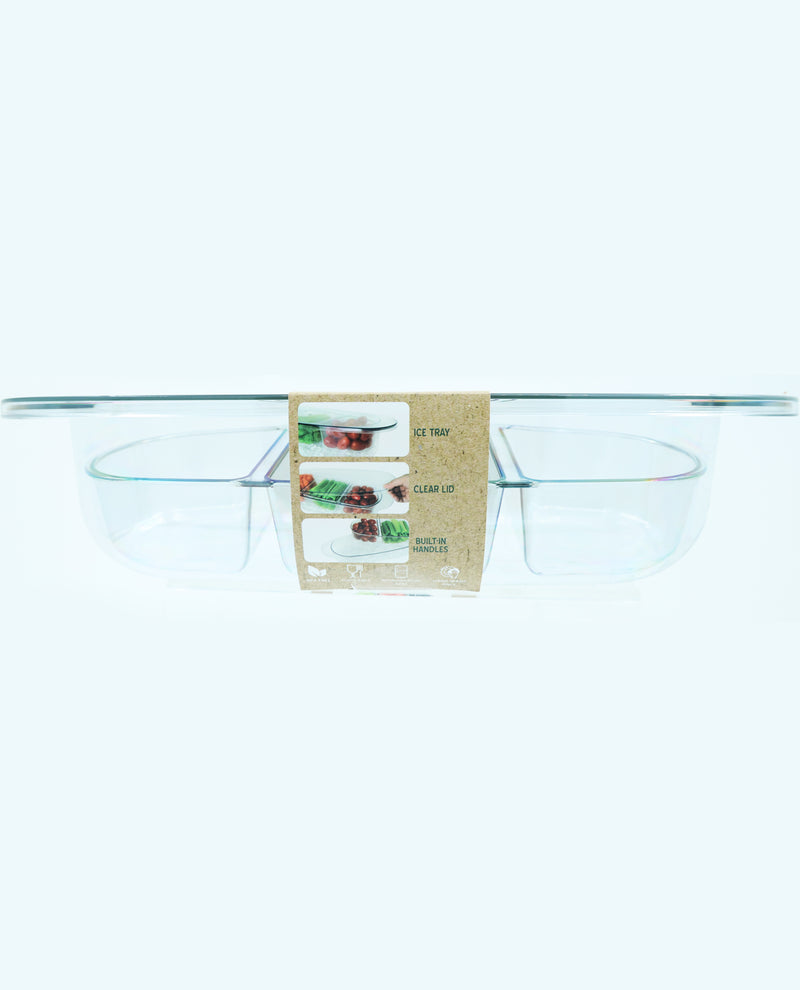 Oval 3-Section Store & Serve Container with Removable Lid
