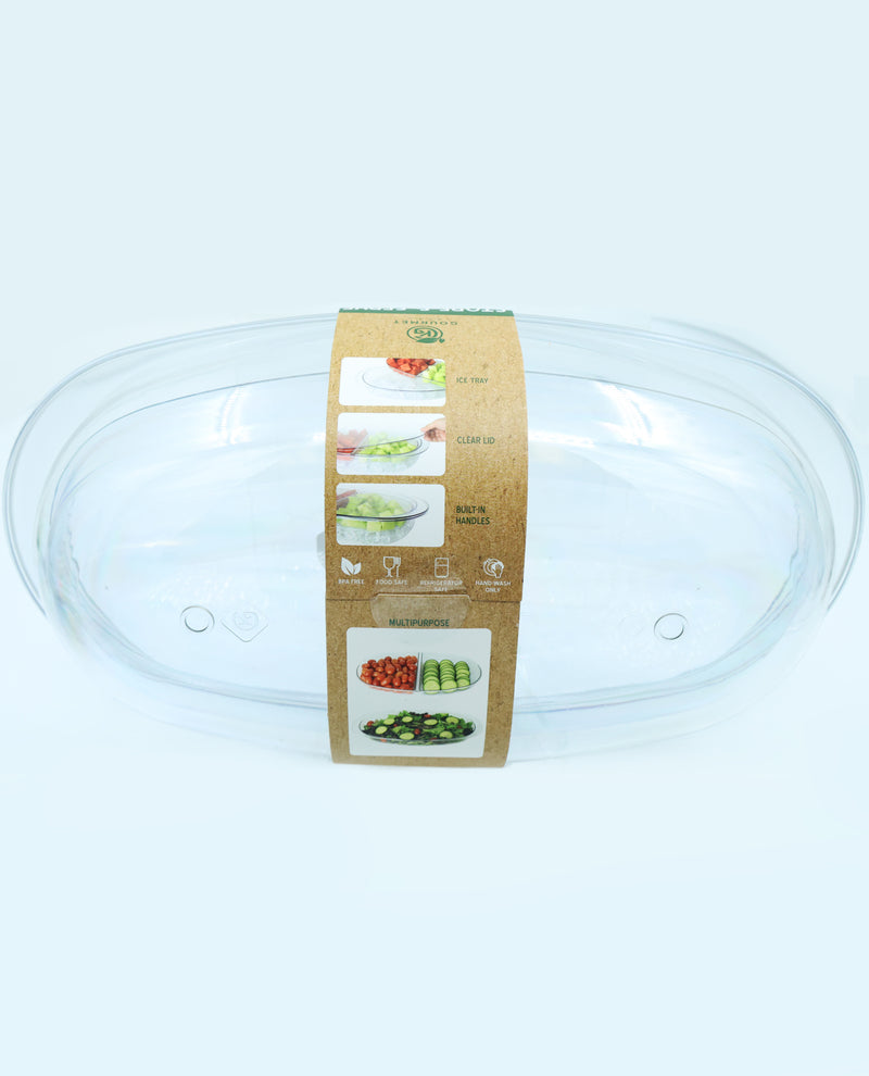 Oval 2-Section Store & Serve Container with Removable Lid
