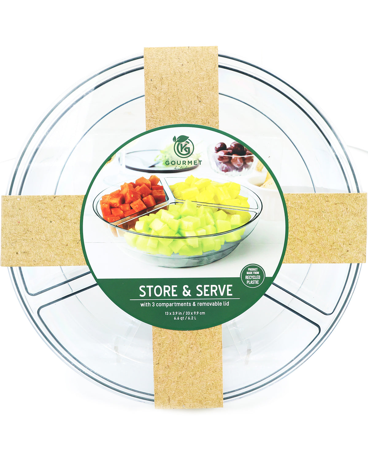 3-Compartment Round Store & Serve Container with Removable Lid