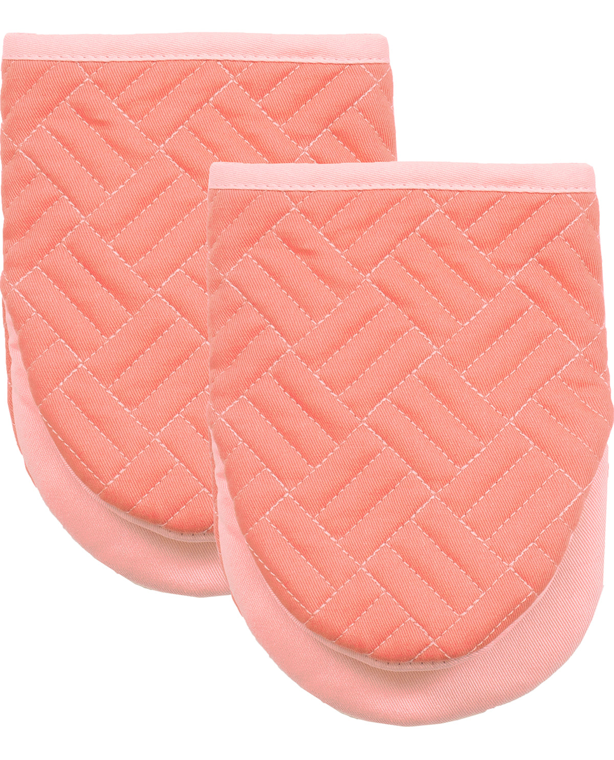 Peach Quilted Oven Mitt Set