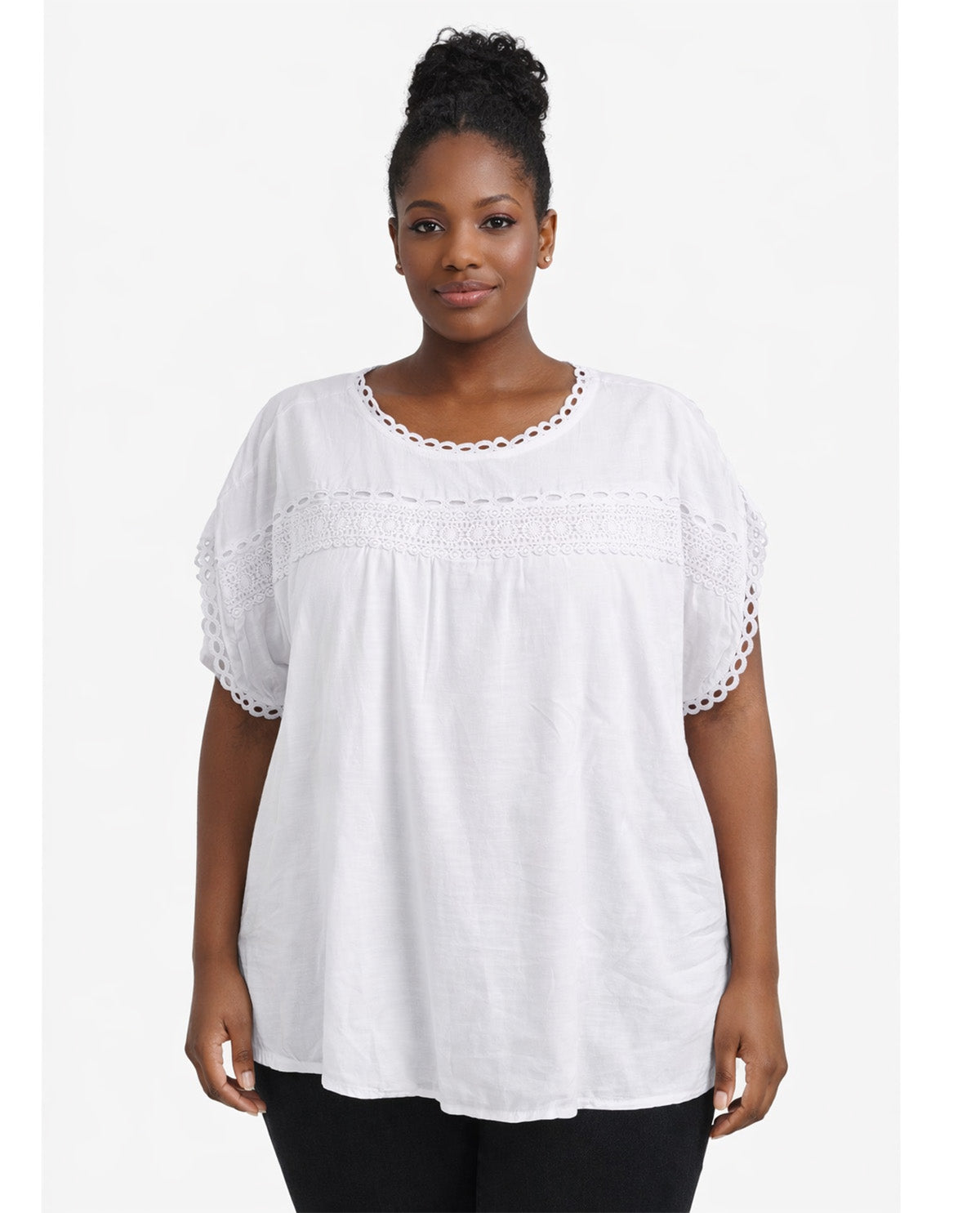 Palm Rio Lace Insert Top White