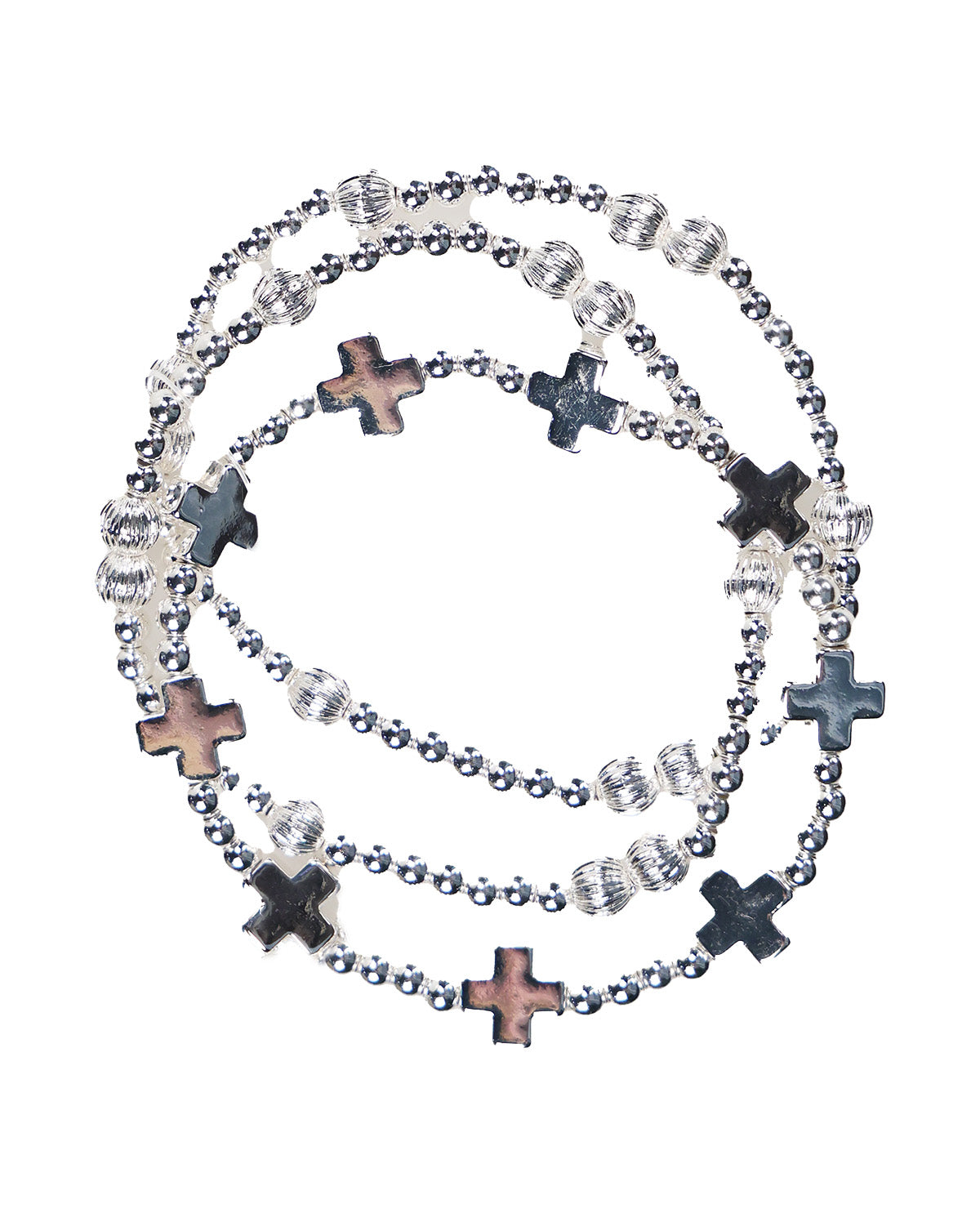Whats Hot 3 Piece Silver Cross Bracelets
