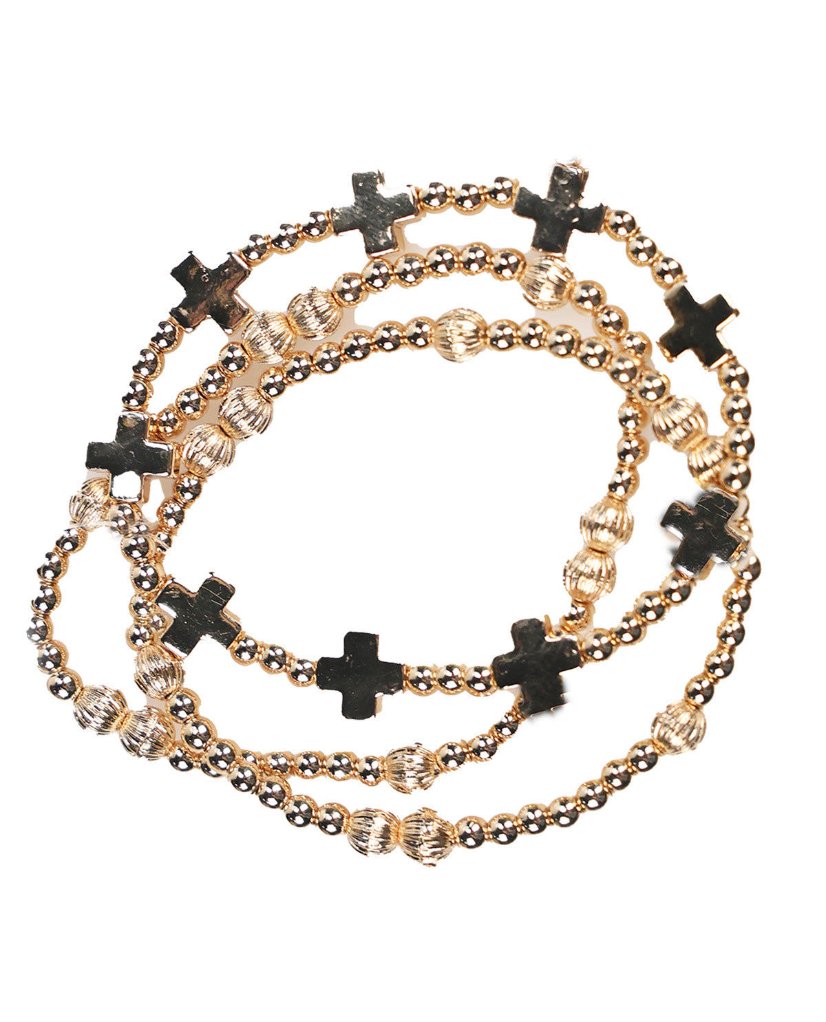 Whats Hot 3 Piece Gold Cross Bracelets