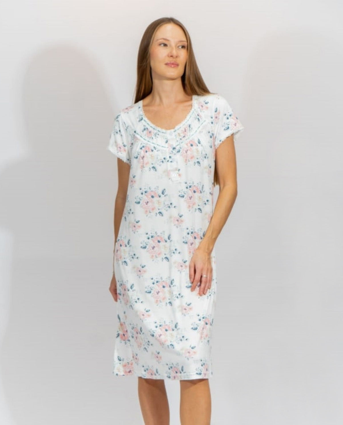 Body Touch Missy Short Sleeve Floral Lace Gown