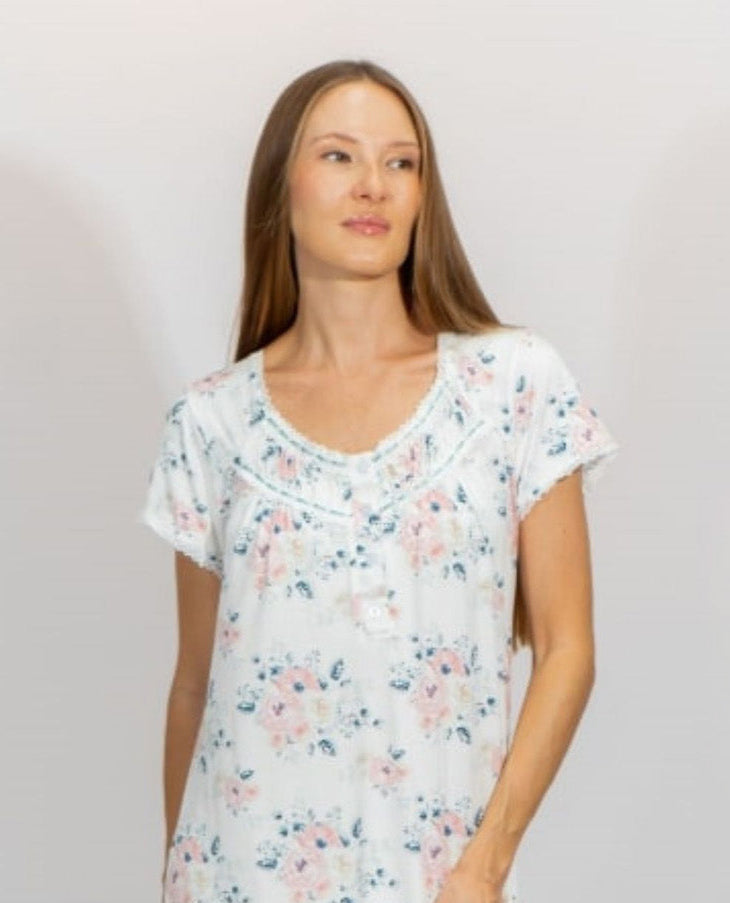 Body Touch Missy Short Sleeve Floral Super Soft Pajama Set