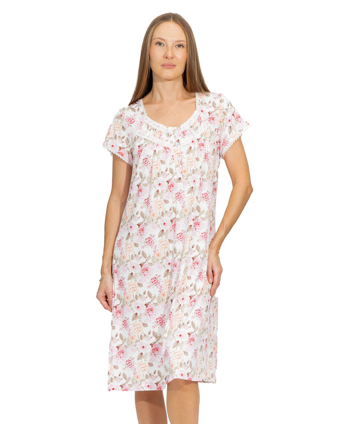 Body Touch Missy Short Sleeve Floral Lace Gown